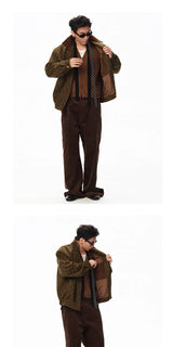 Patchwork Collar Plaid Coat