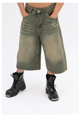 Men's Loose Cropped Denim Shorts