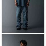 Two-Tone Washed Mesh Patchwork Tee