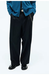 Merino Wool Casual Pleated Straight Pants