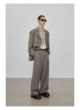 Casual Notched Lapel Wool Blend Blazer