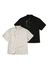 Contrast False Placket Short Sleeve Shirt