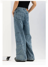 Men's Blue Black Loose Flared Jeans