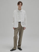 Basic Satin Slub Curved Hem Shirt