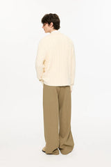Men's Milk Cotton Cable Polo Sweater