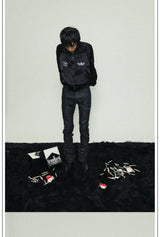 Black Acetate Embroidered Cropped Zip Jacket