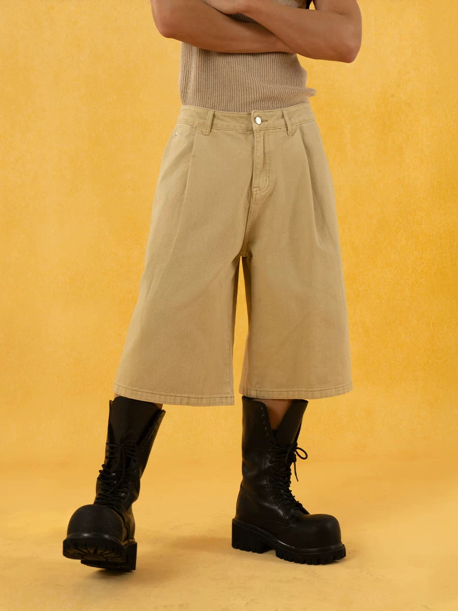 Men's Red Khaki Loose Vintage Shorts