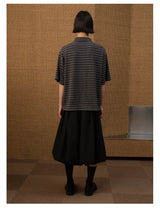Loose Striped Knit Short-Sleeve Shirts