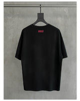 Loose Washed Black Printed Cotton Tee