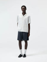 Short-Sleeve Cuban Collar Linen Blend Shirt