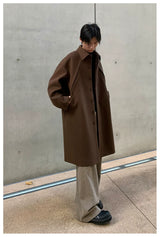Men's Loose Long Collared Wool Coat