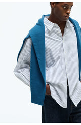 Stripe Cotton Blend Casual Shirt