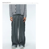 Unisex Grey Frayed Straight Leg Pants