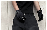 Black Waxed Straight Mesh Cord Jeans