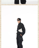 Men's Loose Short Patchwork Zip Jacket