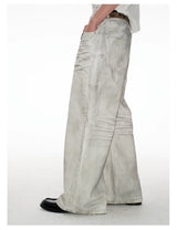 White Distressed Wide Leg Jeans