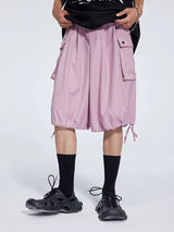 Casual Three Color Pocket Drawstring Shorts