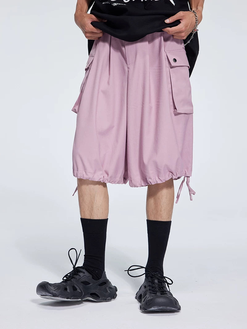 Casual Three Color Pocket Drawstring Shorts