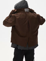 Two-Tone Cropped Lace Pocket Magnetic Jacket