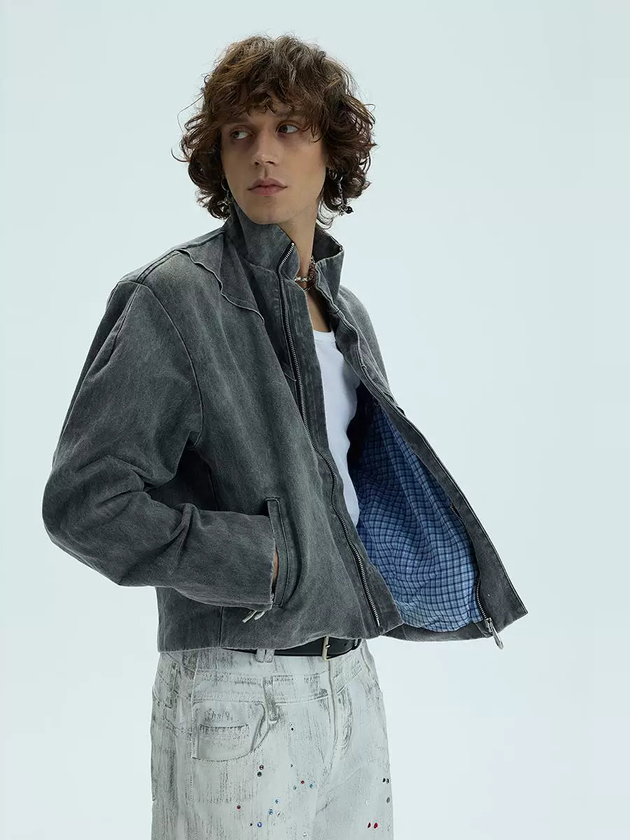 Washed Fleece Plaid Lined Jacket