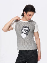 Men's Skull Print Plaid Tees