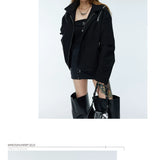 Unisex Two-Tone Irregular Short Multi-Zip Jackets