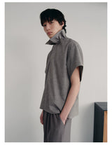 Ruffled Collar Cotton Linen Buttoned Shirt