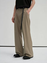 Waist-Adjustable Striped Flared Merino Wool Pants