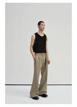 Waist-Adjustable Striped Flared Merino Wool Pants