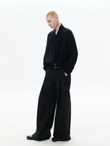 Loose Cross Buckle Strap Knit Sweater