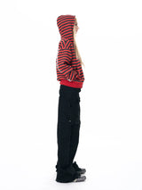 Men's Crop Motor Embroidered Striped Hoodie