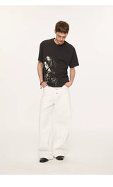 Geisha Print Casual Boxy Tee