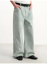 Light Blue Slub Straight Denim Jeans