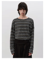Striped Long Sleeve Drop Shoulder Tops