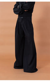 Men's Black Wide Leg Casual Pants