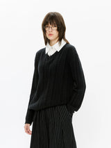 Men's Mock Shirt Collar Cable Sweater