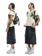 Loose Double Waistband Vintage Cotton Shorts