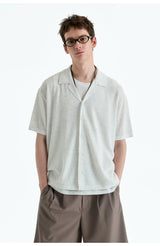 Collared Linen Blend Knit Cardigan