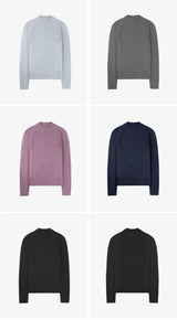 Slim Fit Ribbed Knit Long Sleeve Tops