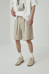 Draped Drawstring Elastic Waist Pleated Shorts