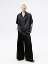 Cuban Collar Short Sleeve Satin Shirt