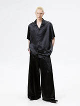 Cuban Collar Short Sleeve Satin Shirt