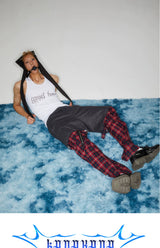 Y2K Punk Lace-Up Plaid Cargo Pants