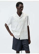 Short-Sleeve Cuban Collar Linen Blend Shirt