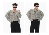 Textured Black White Checkered Utility Shirt