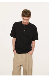 Couple Amber Waffle Boxy Henley Tees
