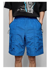 Pleated Metal Nylon Tech Cargo Shorts