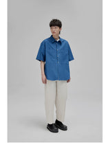 Short Sleeve Square Neck Cotton Shirt