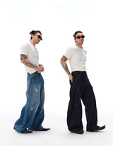 Vintage Washed Distressed Curved Banana Jeans