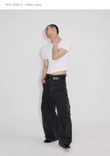 Three-Piece Raw Hem Curved Jeans